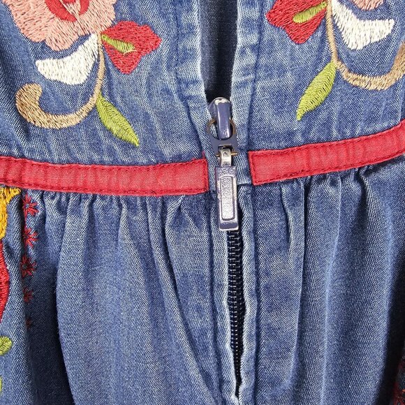 Go Softly Embroidered Patio Dress 1X Floral Zip Kaftan Cottagecore Prairie - Picture 10 of 10